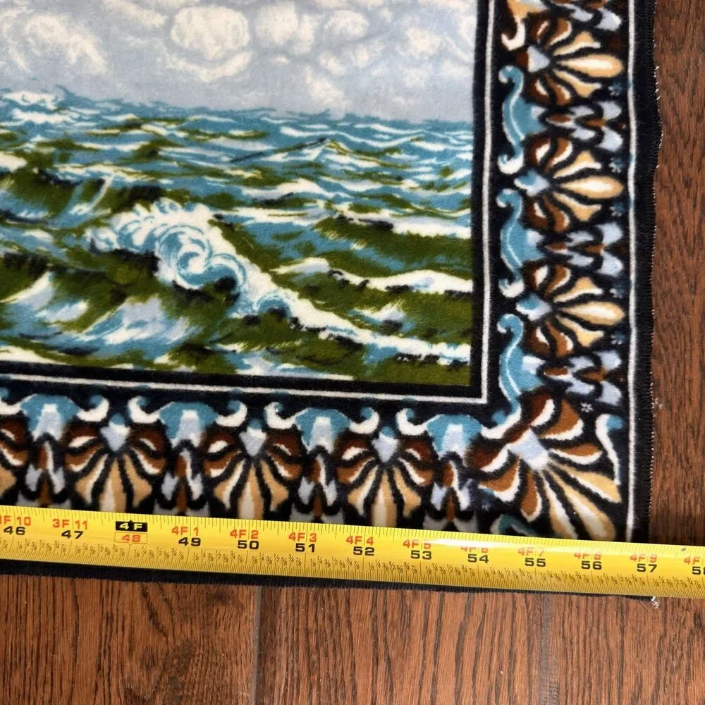 Vintage Turkish Sailing Ship Velour Wall Tapestry 100% Cotton 57x38 Nautical